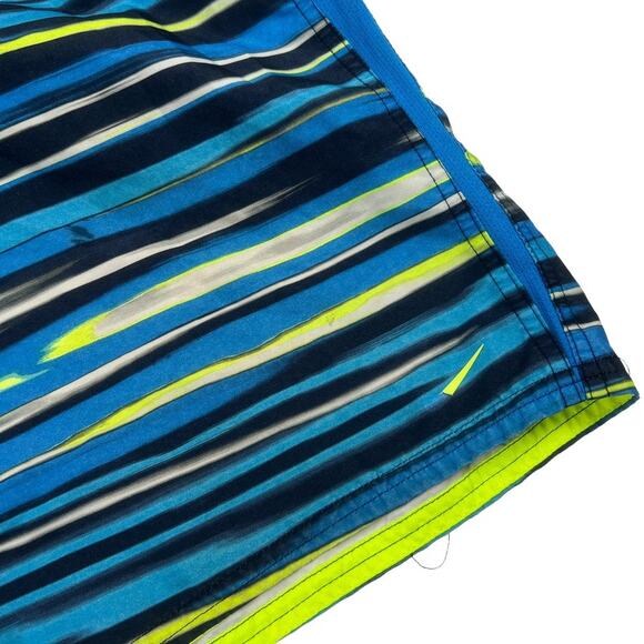 Nike Swim Trunks Neon Stripe Lined Shorts Pockets Mesh Men's Medium‎ Beach Pool - Picture 8 of 10